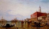 Gondolas On The Grand Canal In Front Of The Doge's Palace, Venice by Edward Pritchett